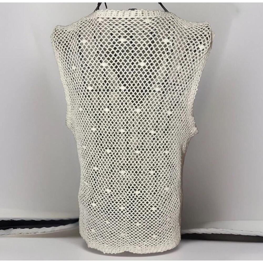 VTG Crochet Knit Vest Boho Festival Cottagecore Handcrafted Style‎ Top Cream S - Picture 5 of 11